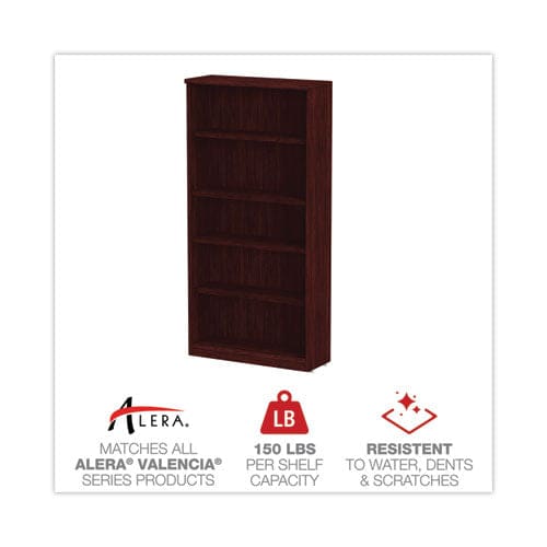 Alera Alera Valencia Series Bookcase Five-shelf 31.75w X 14d X 64.75h Mahogany - Furniture - Alera®