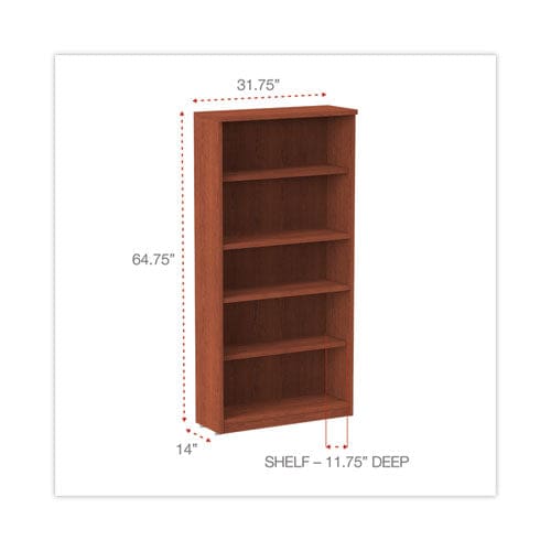 Alera Alera Valencia Series Bookcase Five-shelf 31.75w X 14d X 64.75h Medium Cherry - Furniture - Alera®