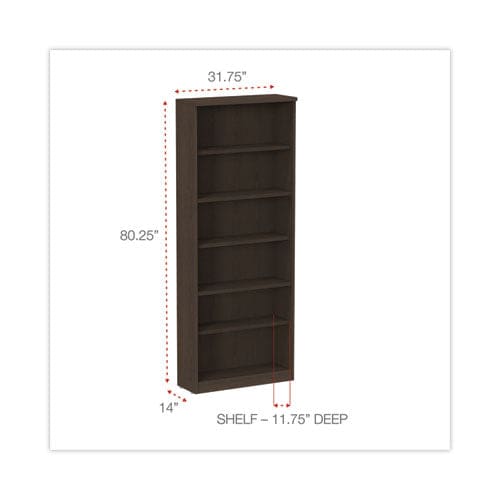 Alera Alera Valencia Series Bookcase Six-shelf 31.75w X 14d X 80.25h Espresso - Furniture - Alera®