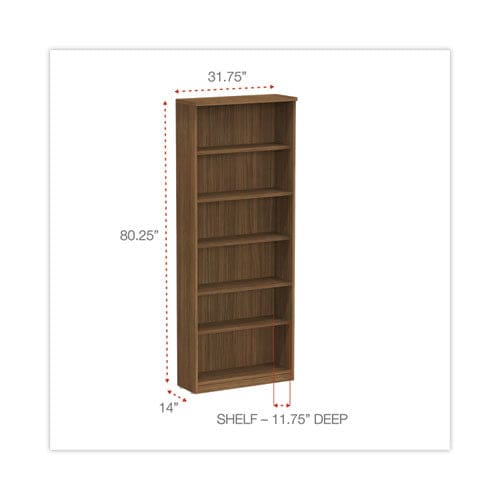 Alera Alera Valencia Series Bookcase Six-shelf 31.75w X 14d X 80.25h Modern Walnut - Furniture - Alera®