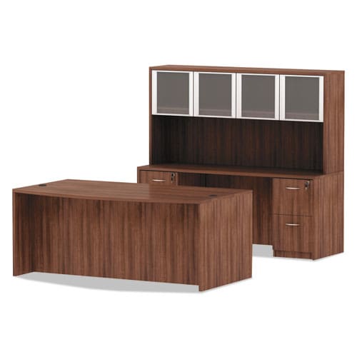 Alera Alera Valencia Series Bow Front Desk Shell 71 X 41.38 X 29.63 Modern Walnut - Furniture - Alera®