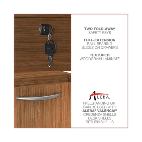 Alera Alera Valencia Series Hanging Pedestal File Left/right 2-drawer: Box/file Legal/letter Modern Walnut,15.63 X 20.5 X 19.25 - Furniture