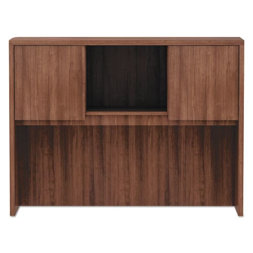 Alera Alera Valencia Series Hutch With Doors 3 Compartments 47.13w X 15d X 35.38h Modern Walnut - Furniture - Alera®