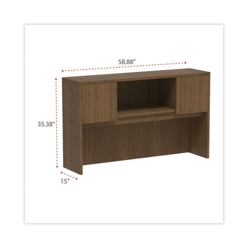 Alera Alera Valencia Series Hutch With Doors 4 Compartments 58.88w X 15d X 35.38h Modern Walnut - Furniture - Alera®