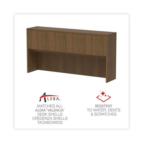 Alera Alera Valencia Series Hutch With Doors 4 Compartments 64.75w X 15d X 35.38h Modern Walnut - Furniture - Alera®