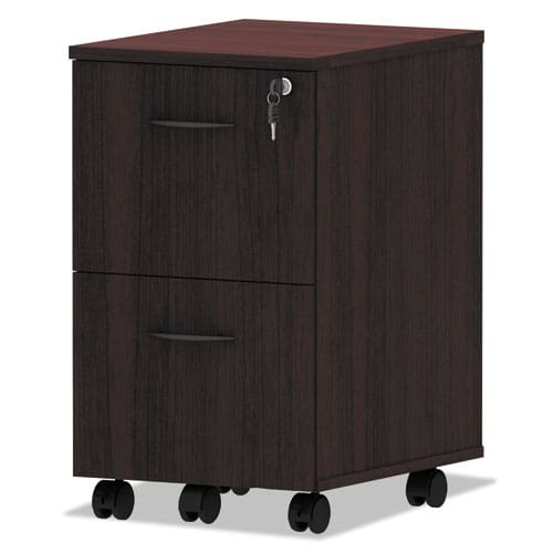 Alera Alera Valencia Series Mobile Pedestal Left Or Right 2 Legal/letter-size File Drawers Mahogany 15.38 X 20 X 26.63 - Furniture - Alera®