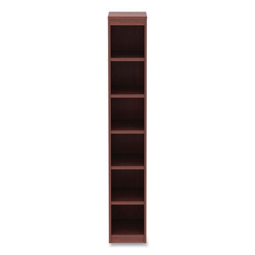 Alera Alera Valencia Series Narrow Profile Bookcase Six-shelf 11.81w X 11.81d X 71.73h Medium Cherry - Furniture - Alera®