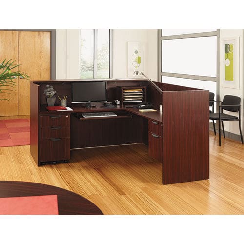 Alera Alera Valencia Series Reception Desk With Transaction Counter 71 X 35.5 X 29.5 To 42.5 Mahogany - Furniture - Alera®