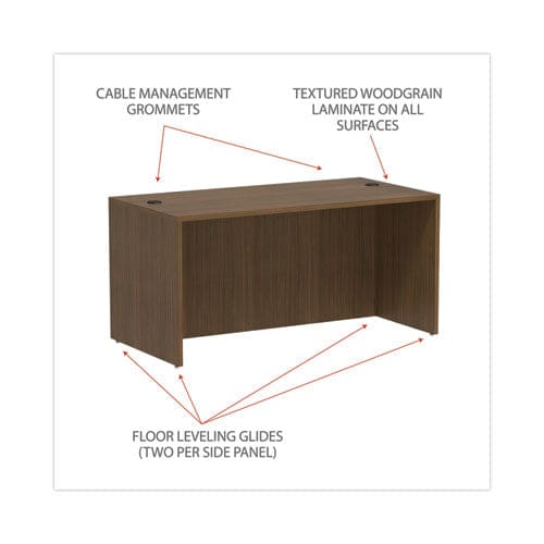 Alera Alera Valencia Series Straight Front Desk Shell 59.13 X 29.5 X 29.63 Modern Walnut - Furniture - Alera®