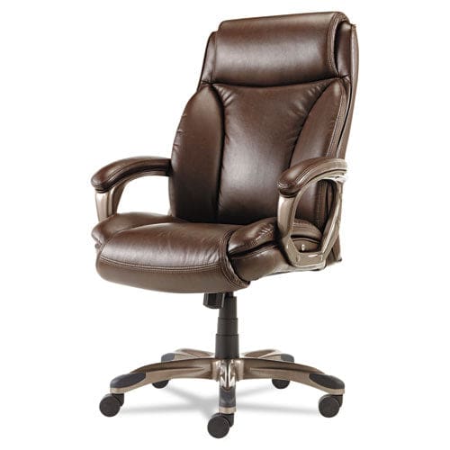Alera Alera Veon Series Executive High-back Bonded Leather Chair Supports Up To 275 Lb Brown Seat/back Bronze Base - Furniture - Alera®