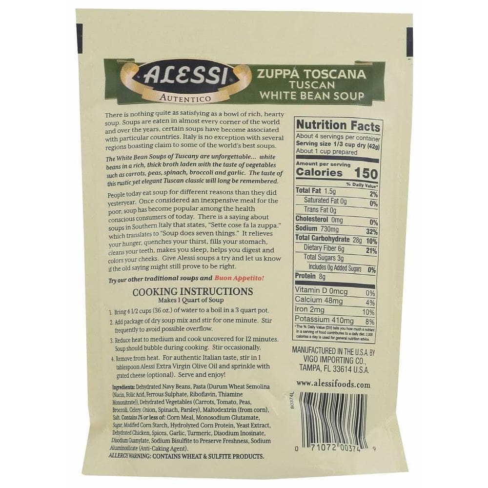 ALESSI Alessi Tuscan White Bean Soup, 6 Oz