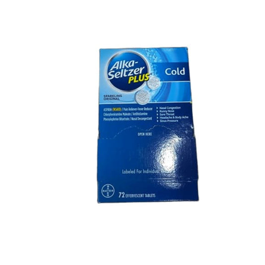 Alka-Seltzer Plus Cold Effervescent Tablets, 72 ct. - ShelHealth.Com