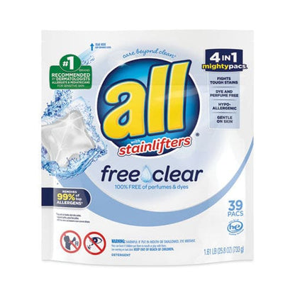 All Mighty Pacs Free And Clear Super Concentrated Laundry Detergent 39/pack 6 Packs/carton - Janitorial & Sanitation - All®