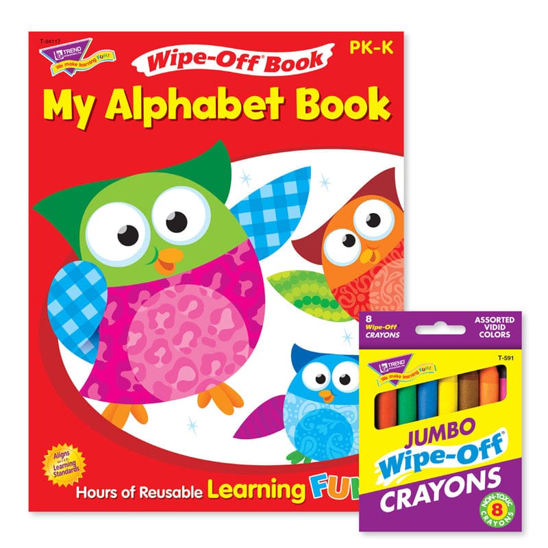 Alphabet Reusable Book & Crayons (Pack of 6) - Art Activity Books - Trend Enterprises Inc.