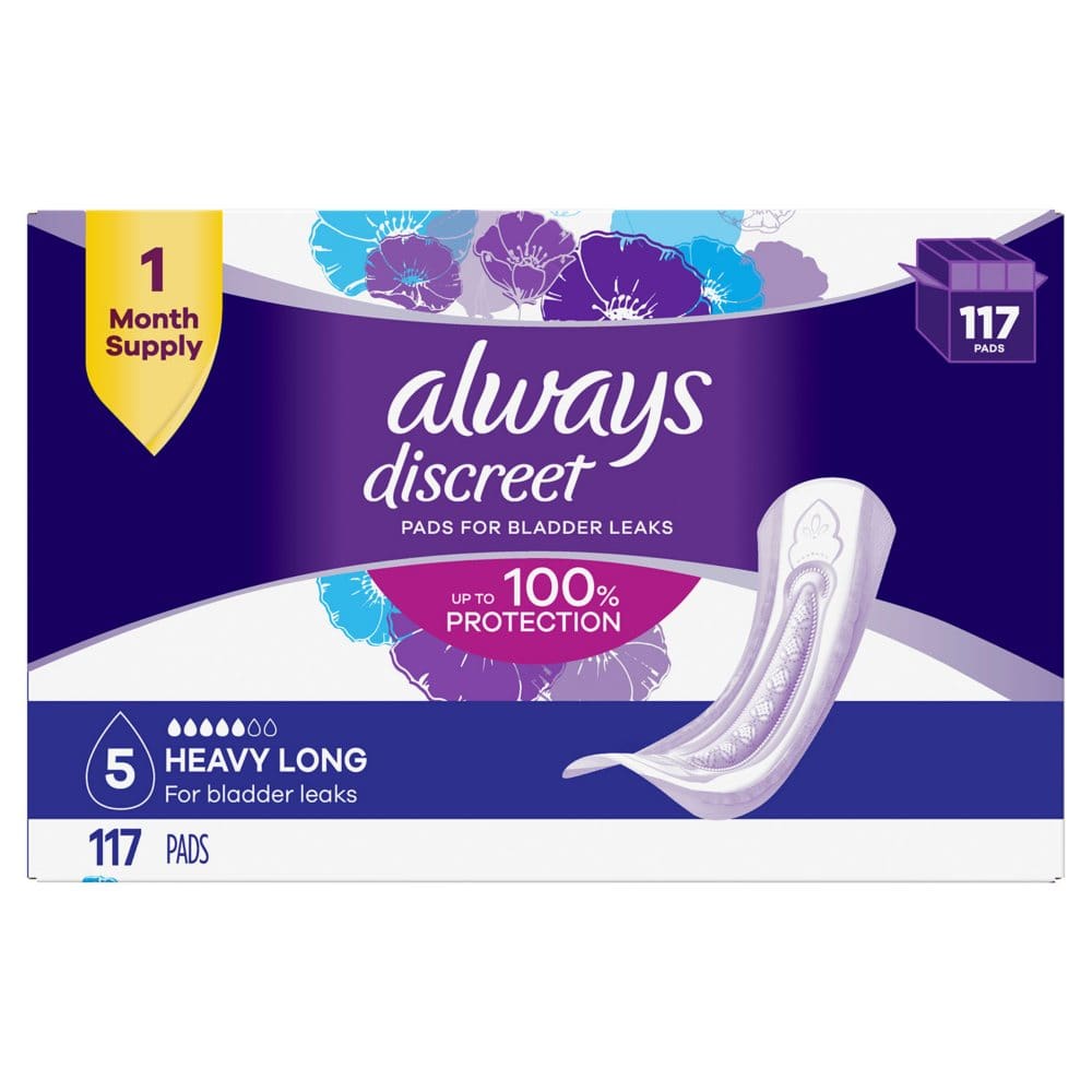 Always Discreet Incontinence Pads Heavy - Long (117 ct.) - Feminine Care - Always Discreet