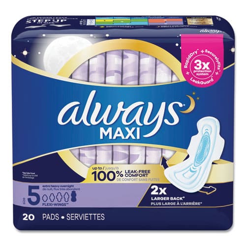 Always Maxi Pads Extra Heavy Overnight 20/pack 6 Packs/carton - Janitorial & Sanitation - Always®