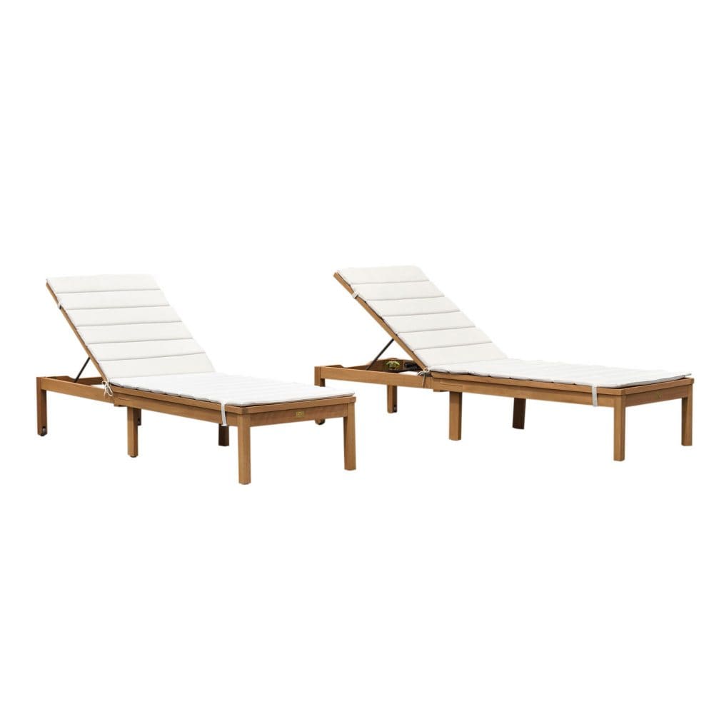 Amazonia Sandy 2-Piece Outdoor Lounger Set (Teak Finish) - Hardwood Patio Furniture - Amazonia