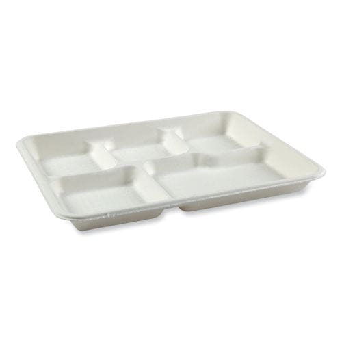 AmerCareRoyal Bagasse Pfas-free Food Tray 5-compartment 8.26 X 10.23 X 0.94 White Bamboo/sugarcane 500/carton - Food Service -