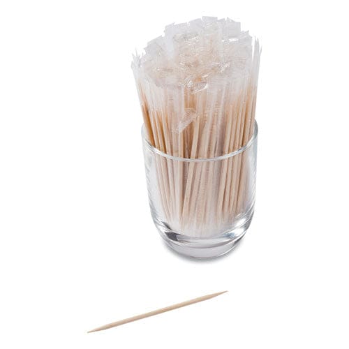 AmerCareRoyal Cello-wrapped Round Wood Toothpicks 2.5 Natural 1,000/box 15 Boxes/carton - Food Service - AmerCareRoyal®