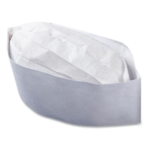 AmerCareRoyal Classy Cap Crepe Paper Adjustable One Size Fits All White 100 Caps/pack 10 Packs/carton - Food Service - AmerCareRoyal®