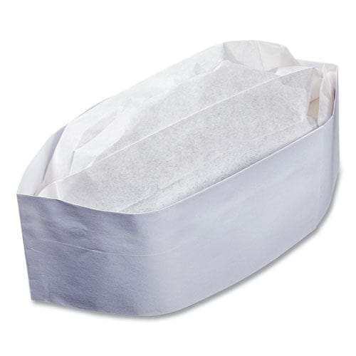 AmerCareRoyal Classy Cap Crepe Paper Adjustable One Size Fits All White 100 Caps/pack 10 Packs/carton - Food Service - AmerCareRoyal®