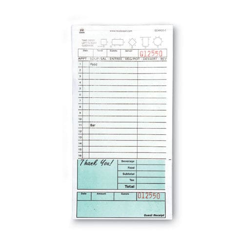 AmerCareRoyal Guest Check Pad 16 Lines Two-part Carbonless 4.2 X 8.25 50 Forms/pad 50 Pads/carton - Food Service - AmerCareRoyal®