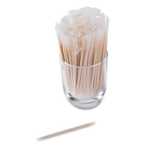 AmerCareRoyal Mint Cello-wrapped Wood Toothpicks 2.5 Natural 1,000/box 15 Boxes/carton - Food Service - AmerCareRoyal®