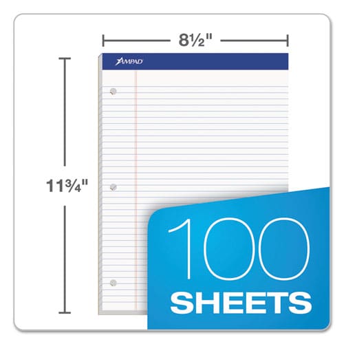 Ampad Double Sheet Pads Medium/college Rule 100 White 8.5 X 11.75 Sheets - School Supplies - Ampad®