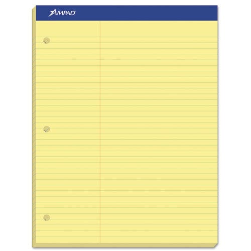 Ampad Double Sheet Pads Wide/legal Rule 100 Canary-yellow 8.5 X 11.75 Sheets - School Supplies - Ampad®