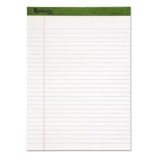 Ampad Earthwise By Ampad Recycled Writing Pad Narrow Rule Politex Green Headband 50 White 5 X 8 Sheets Dozen - School Supplies - Ampad®