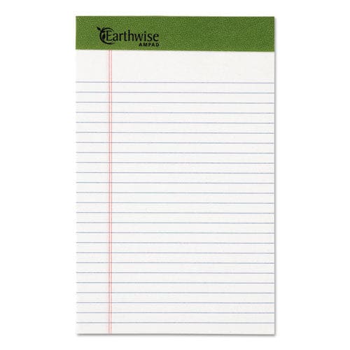 Ampad Earthwise By Ampad Recycled Writing Pad Narrow Rule Politex Green Headband 50 White 5 X 8 Sheets Dozen - School Supplies - Ampad®