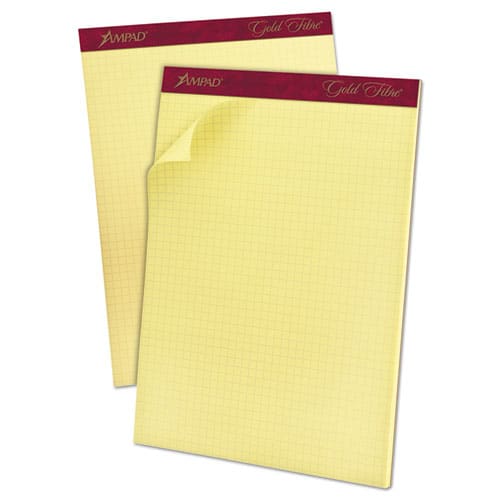 Ampad Gold Fibre Canary Quadrille Pads Stapled With Perforated Sheets Quadrille Rule (4 Sq/in) 50 Canary 8.5 X 11.75 Sheets - School