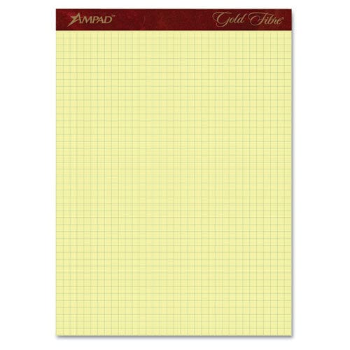 Ampad Gold Fibre Canary Quadrille Pads Stapled With Perforated Sheets Quadrille Rule (4 Sq/in) 50 Canary 8.5 X 11.75 Sheets - School