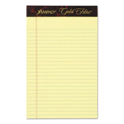 Ampad Gold Fibre Quality Writing Pads Medium/college Rule 50 Canary-yellow 5 X 8 Sheets Dozen - School Supplies - Ampad®