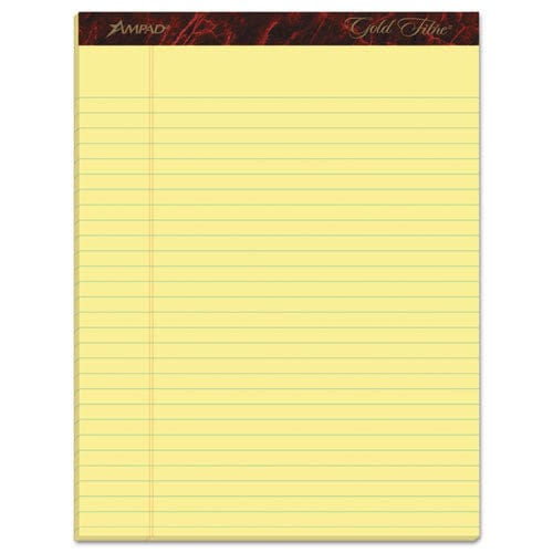 Ampad Gold Fibre Quality Writing Pads Wide/legal Rule 50 Canary-yellow 8.5 X 11.75 Sheets Dozen - School Supplies - Ampad®