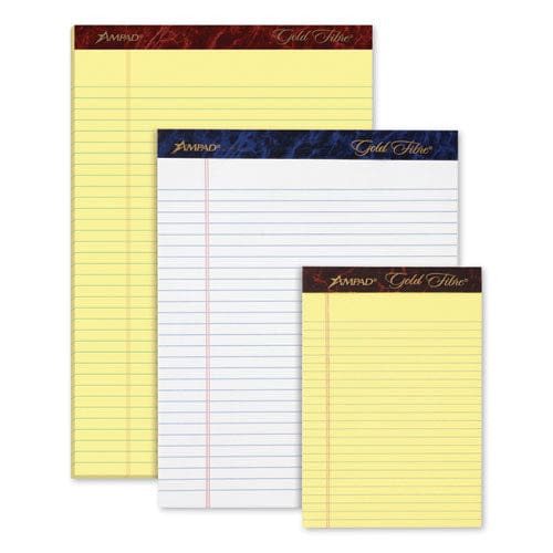 Ampad Gold Fibre Quality Writing Pads Wide/legal Rule 50 Canary-yellow 8.5 X 14 Sheets Dozen - School Supplies - Ampad®