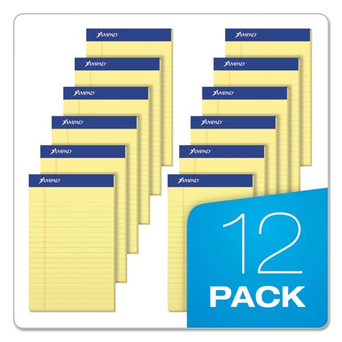 Ampad Perforated Writing Pads Narrow Rule 50 Canary-yellow 5 X 8 Sheets Dozen - School Supplies - Ampad®