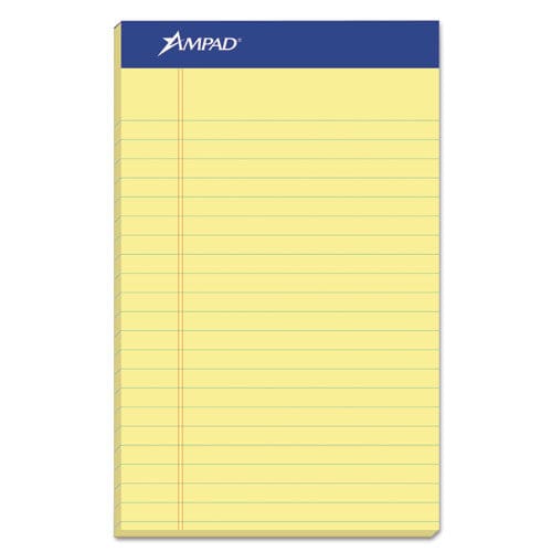 Ampad Perforated Writing Pads Narrow Rule 50 Canary-yellow 5 X 8 Sheets Dozen - School Supplies - Ampad®