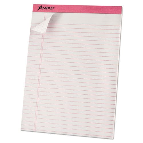 Ampad Pink Writing Pads Wide/legal Rule Pink Headband 50 White 8.5 X 11 Sheets 6/pack - School Supplies - Ampad®