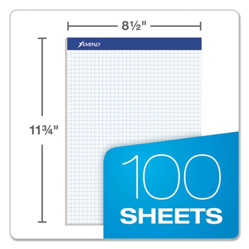 Ampad Quad Double Sheet Pad Quadrille Rule (4 Sq/in) 100 White 8.5 X 11.75 Sheets - School Supplies - Ampad®