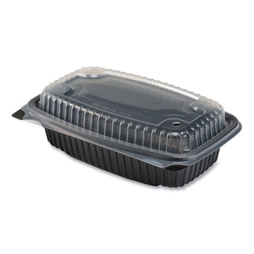 Anchor Packaging Culinary Lites Microwavable 3-compartment Container 20 Oz/5 Oz/ 5 Oz 9 X 9 X 3.13 Clear/black Plastic 100/carton - Food