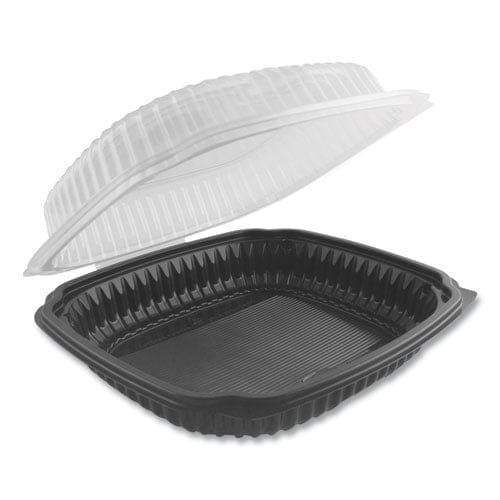 Anchor Packaging Culinary Lites Microwavable Container 47.5 Oz 10.56 X 9.98 X 3.18 Clear/black Plastic 100/carton - Food Service - Anchor