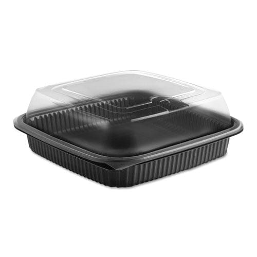 Anchor Packaging Culinary Squares 2-piece Microwavable Container 36 Oz 8.46 X 8.46 X 2.91 Clear/black Plastic 150/carton - Food Service -