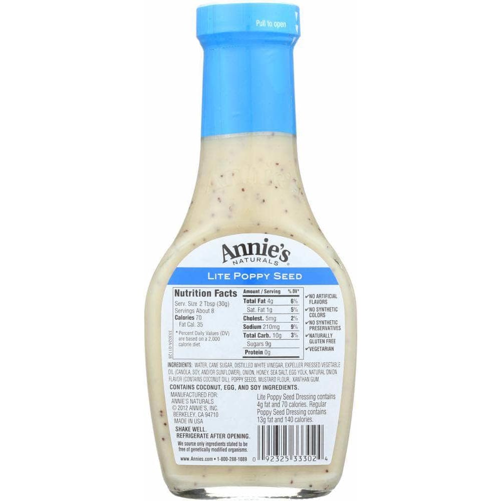 Annies Annies Homegrown Lite Poppy Seed Dressing, 8 oz