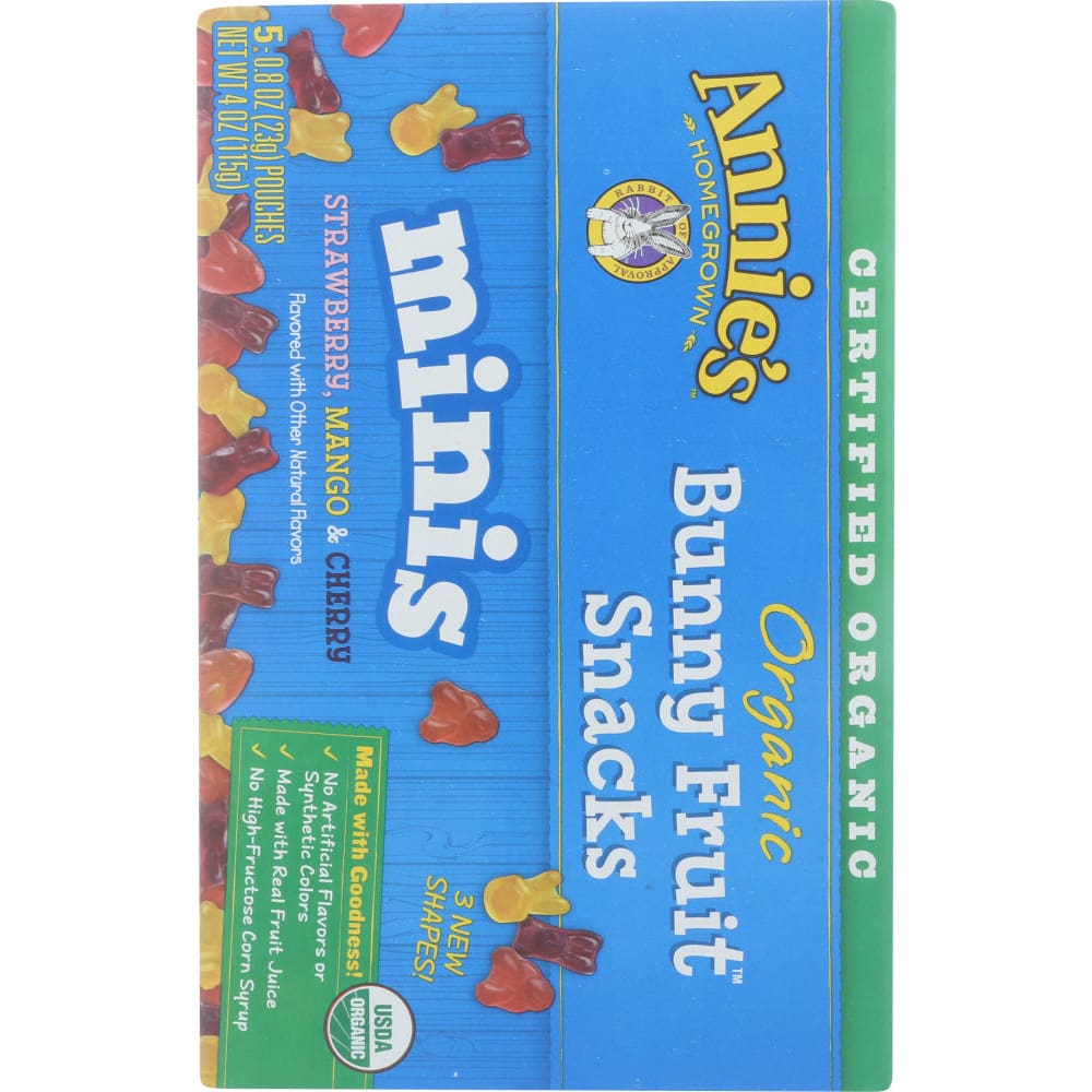 ANNIES HOMEGROWN: Organic Minis Bunny Fruit Snacks 4 oz - Grocery > Snacks > Fruit Snacks - ANNIES