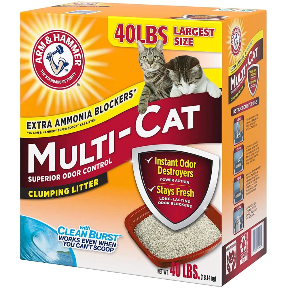 Arm & Hammer Multi-Cat Strength Clumping Cat Litter 40 lb - Pet Supplies - Arm & Hammer