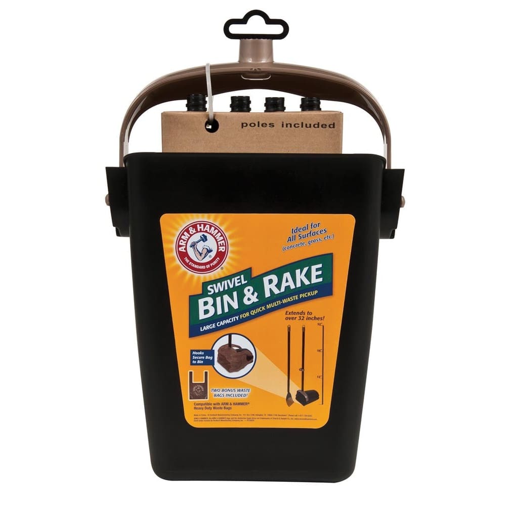 Arm & Hammer Swivel Bin & Rake Black One Size - Pet Supplies - Arm & Hammer