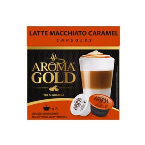 Aroma Gold Latte Macchiato Caramel Coffee Dolce Gusto Capsules 8 pcs. - Aroma