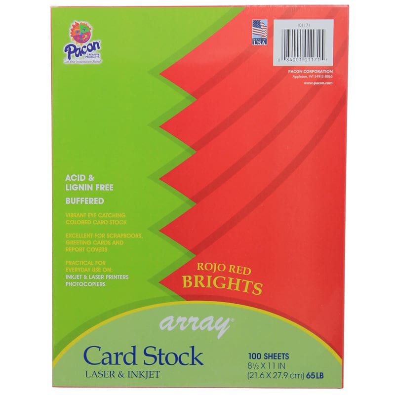 Array Card Stock Brights Rojo Red (Pack of 2) - Card Stock - Dixon Ticonderoga Co - Pacon