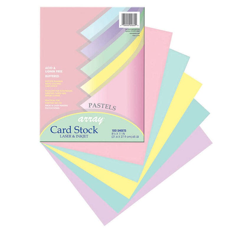Array Card Stock Pastel 100 Sht 5 Colors 8- 1/2 X 11 (Pack of 2) - Card Stock - Dixon Ticonderoga Co - Pacon